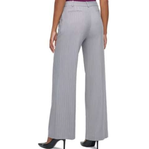 NWOT Calvin Klein Tall Womens Gray Pinstripe Wide-Leg Trousers Size 2 - Picture 5 of 8